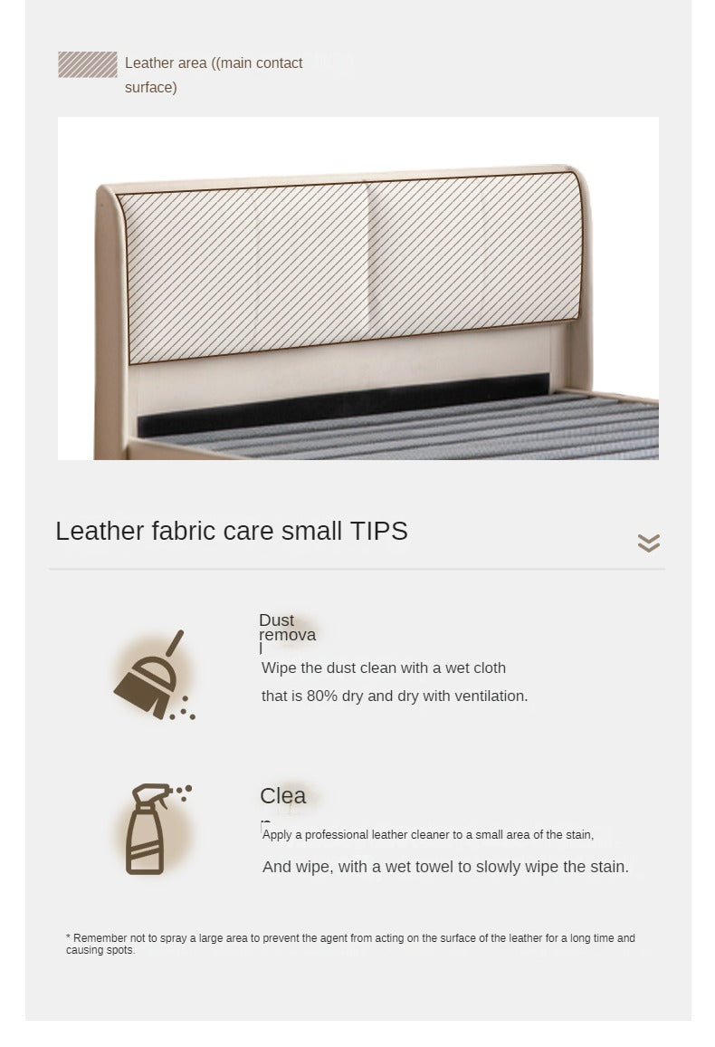 Leather Bed Cream Style First Layer of Yellow Cowhide Bed