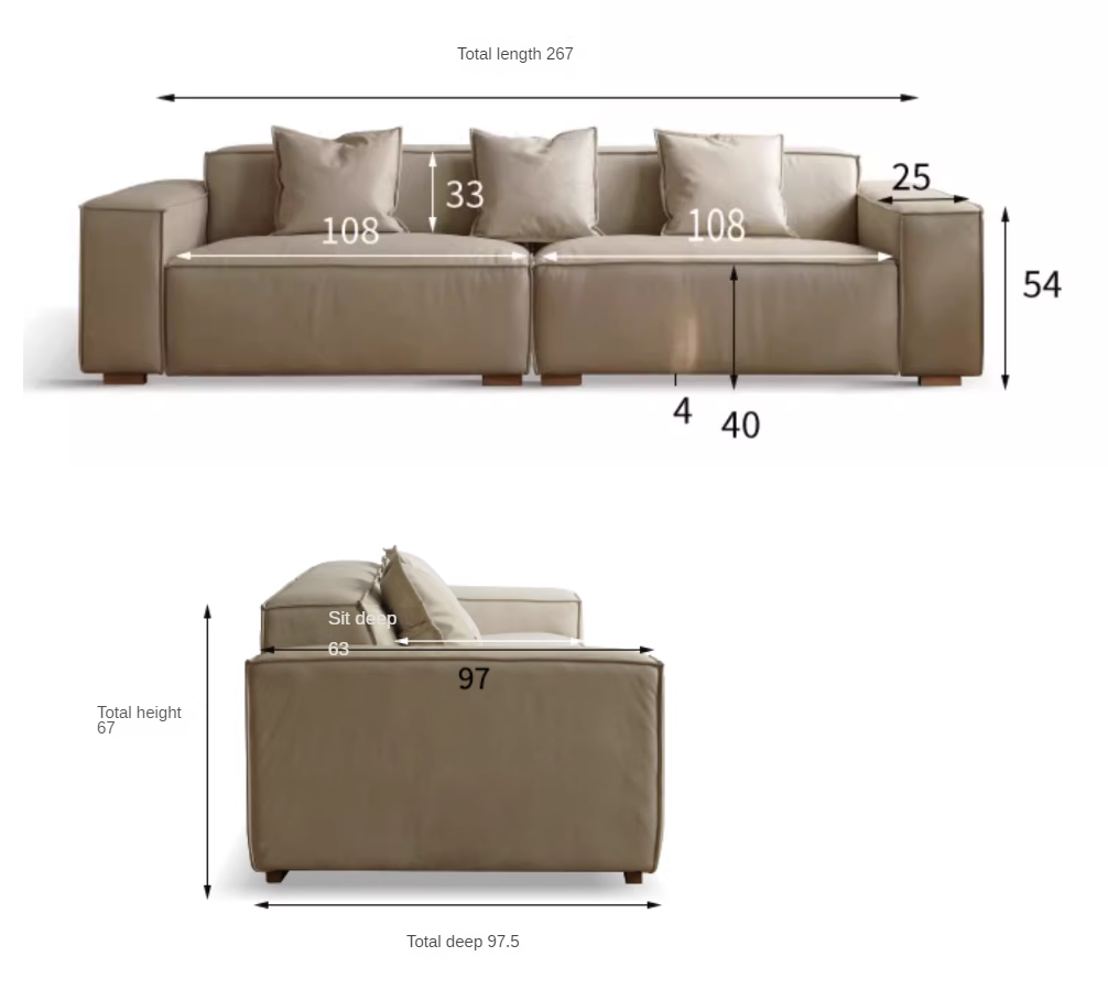 Luxury Сow Leather Sofa, Technical Fabric Sofa.