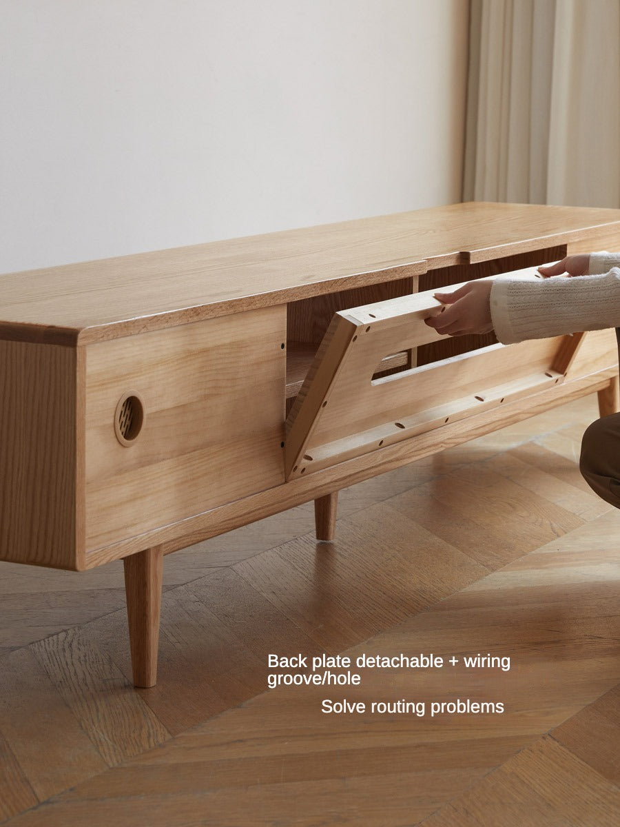 Oak, Ash Solid Wood TV Stand Sliding Door