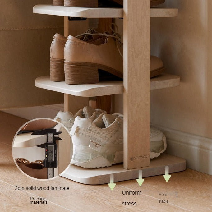Beech, Solid Rubber Wood Narrow Shoe Rack