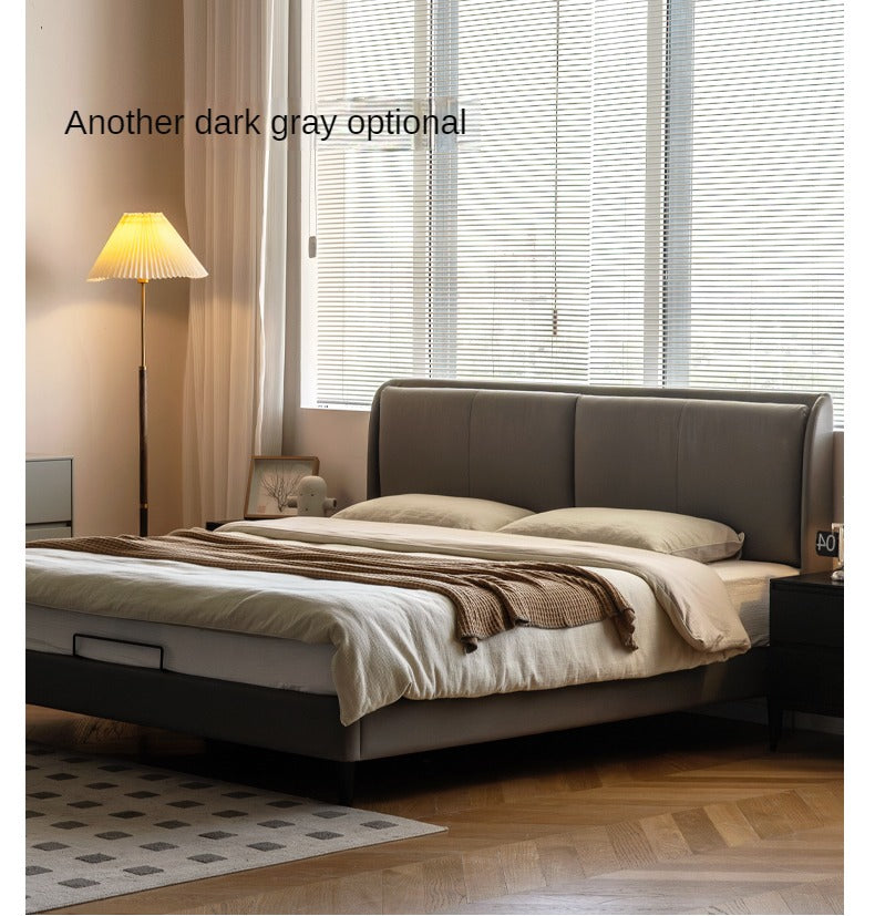 Leather Bed Cream Style First Layer of Yellow Cowhide Bed