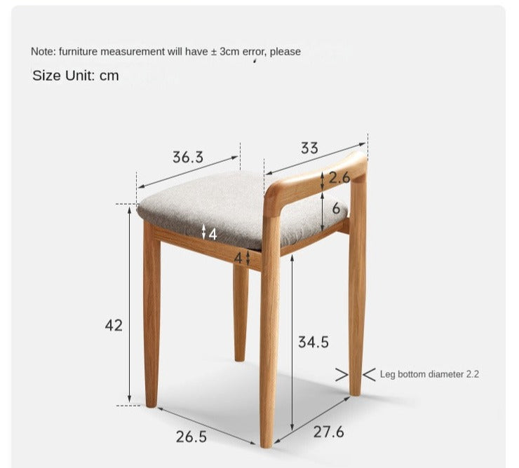 Oak, Beech, Cherry Solid Wood Makeup Stool Chair