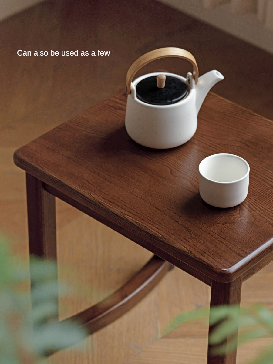 Ash Solid Wood Modern White Wax Wood Square Stool