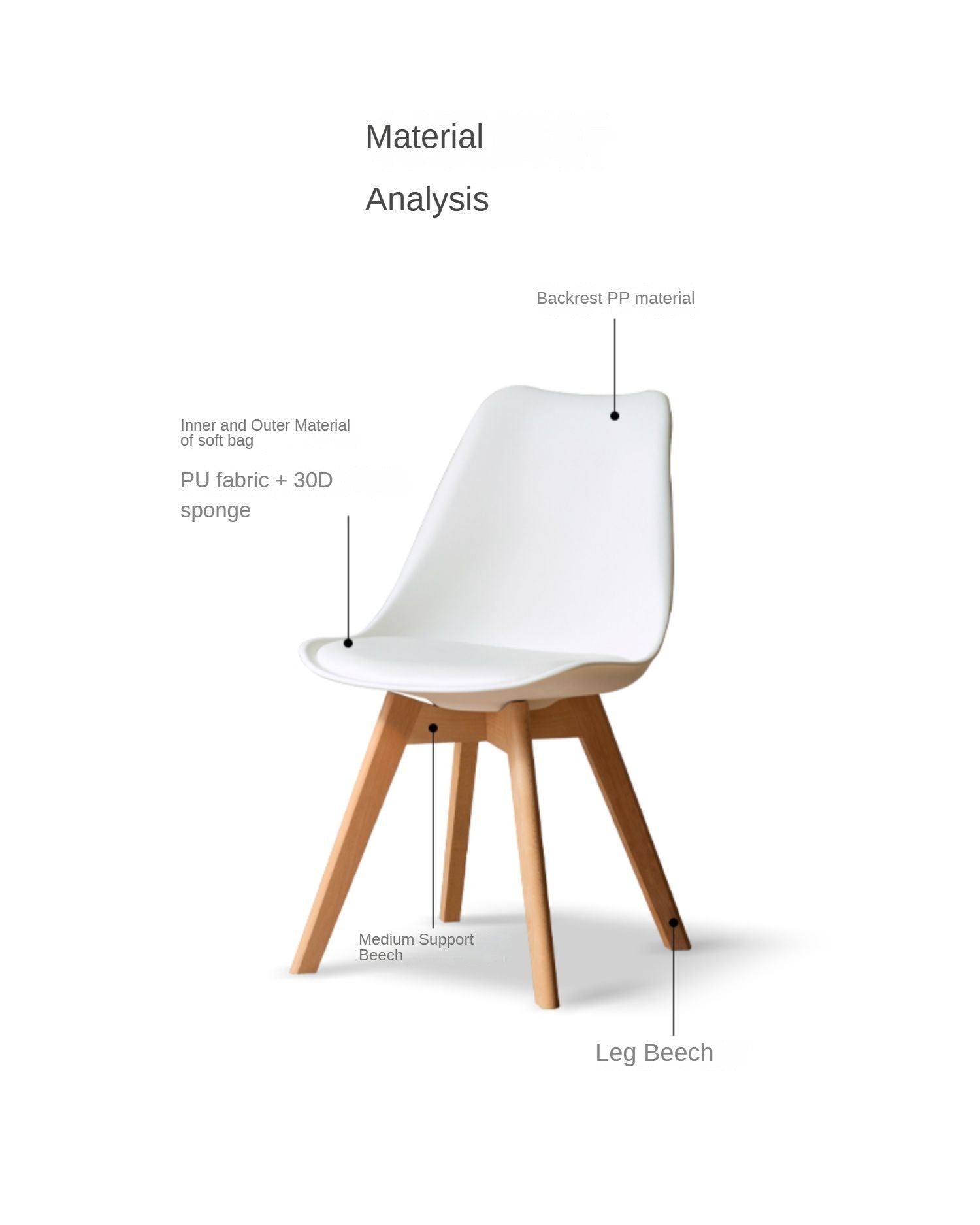 Oak, Beech Solid Wood Eames Chair 4 Pcs Set