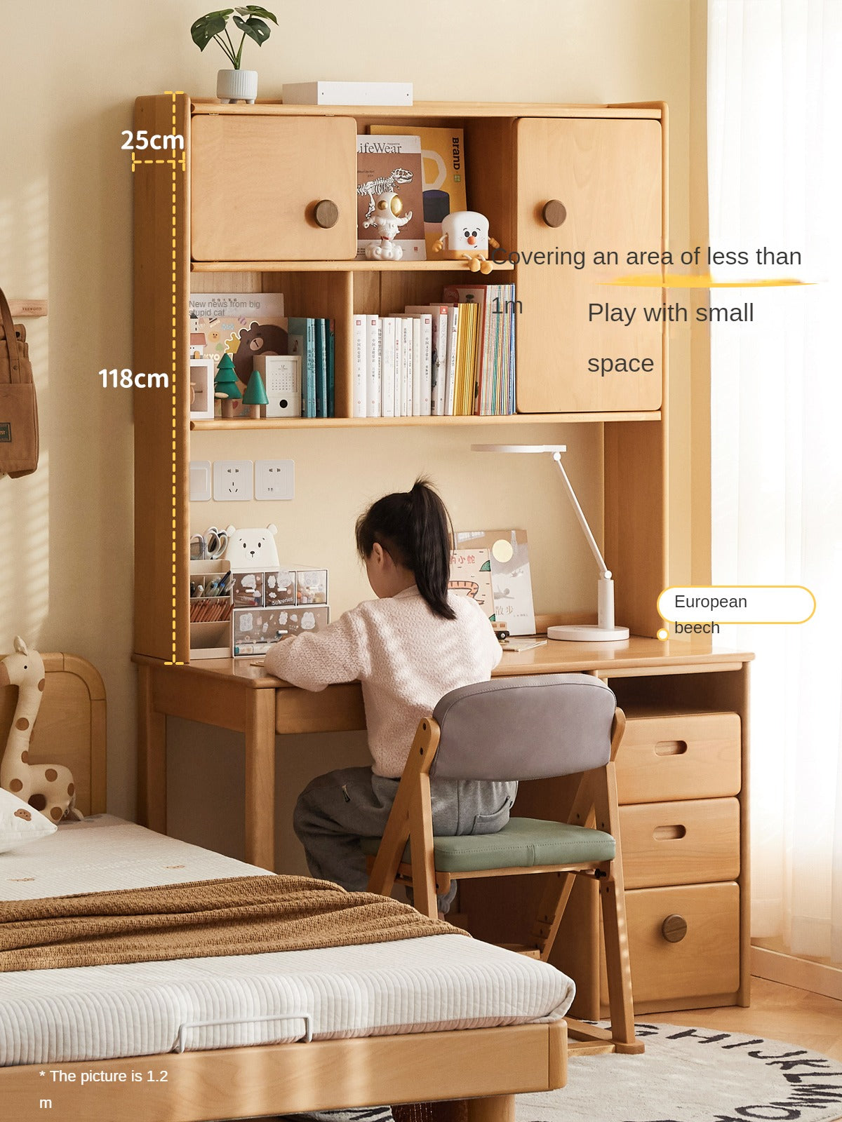 Beech Solid Wood Combination Simple Kids Desk