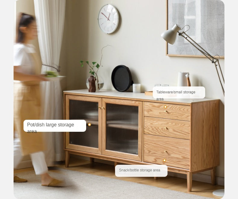 Oak Solid Wood Rock Board Modern Dining Sideboard