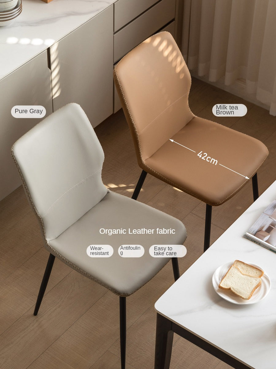 Set 4 pcs Leather Organic Light Luxury Soft Chair