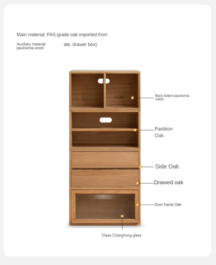 Oak, Ash Solid Wood TV Cabinet Modern Free Combination Storage Bookcases