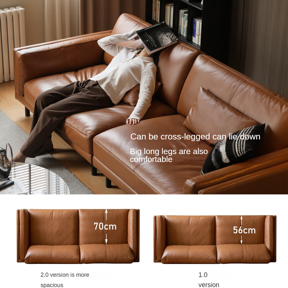 Leather Italian Minimalist Sofa.