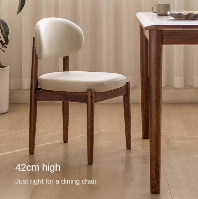 Black Walnut, Ash Solid Wood Modern White Soft Makeup Chair