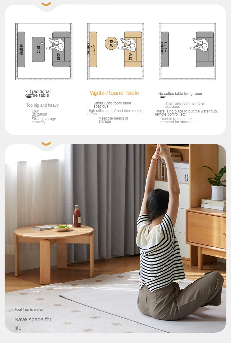 Beech Solid Wood Modern European Round Coffee Table