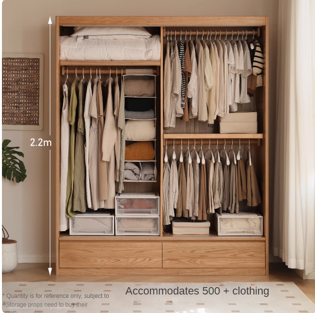 Oak, Ash Solid Wood Wardrobe Sliding Door Modern.