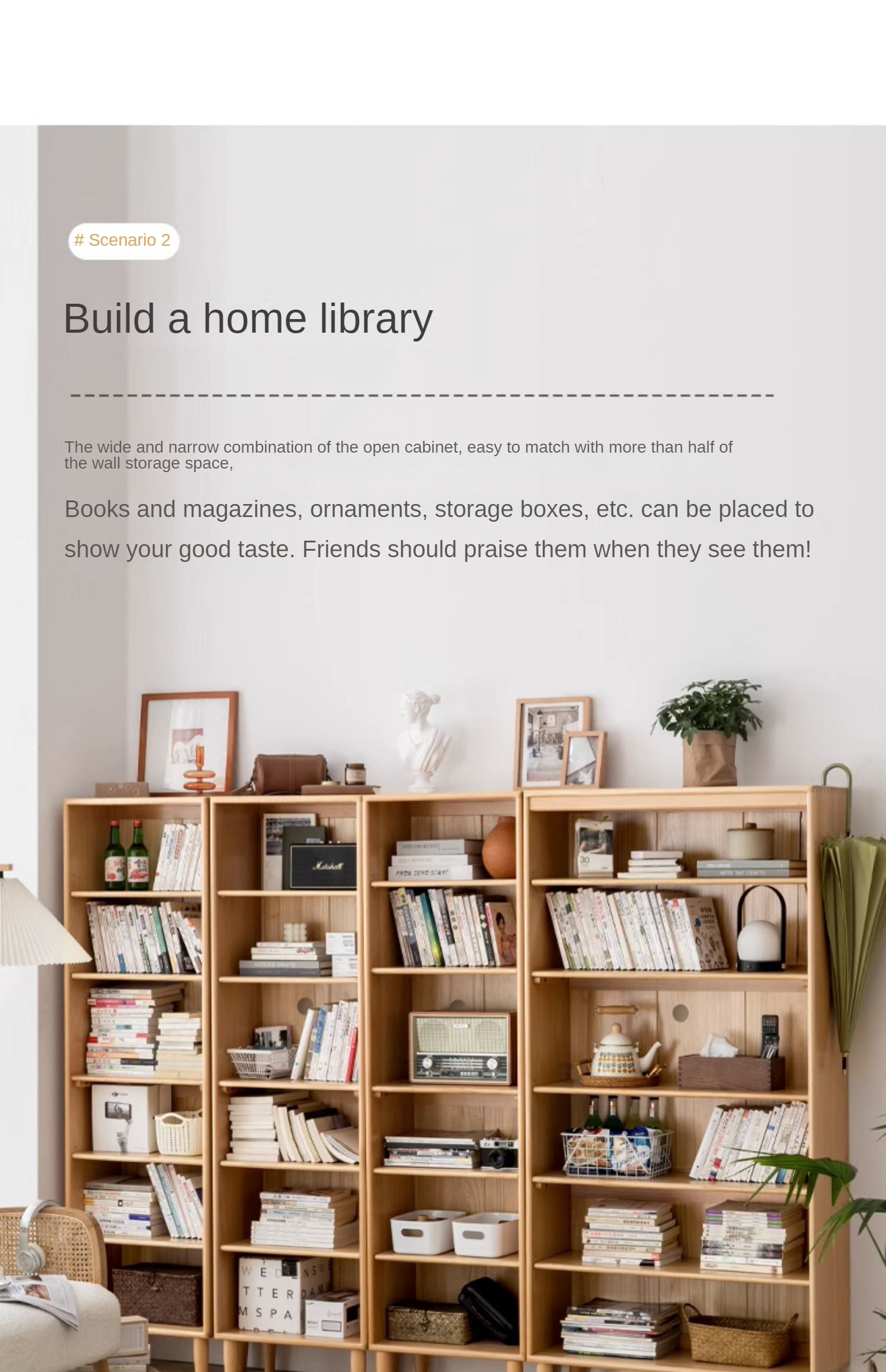 Beech Solid Wood Bookshelves Storage Shelf