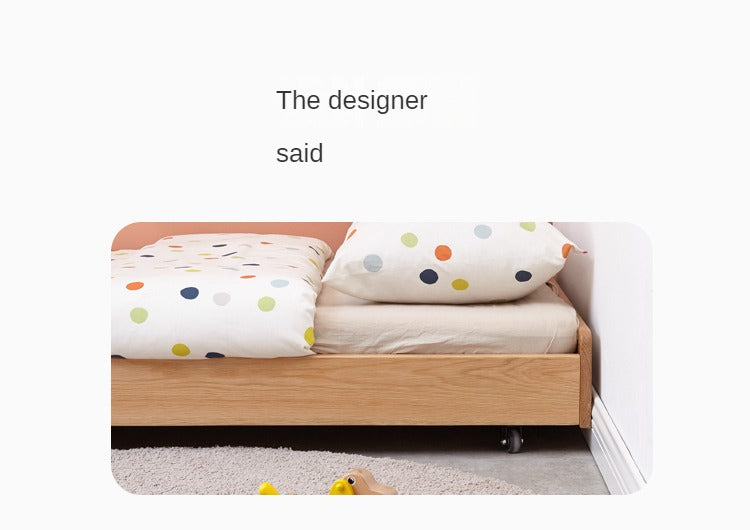 Oak, Beech solid wood floor bed with pulley toddler bed<