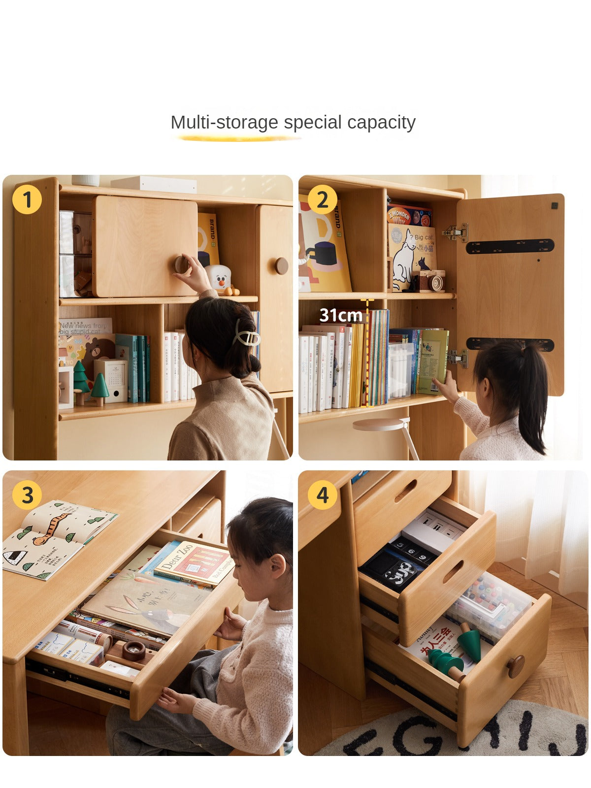 Beech Solid Wood Combination Simple Kids Desk