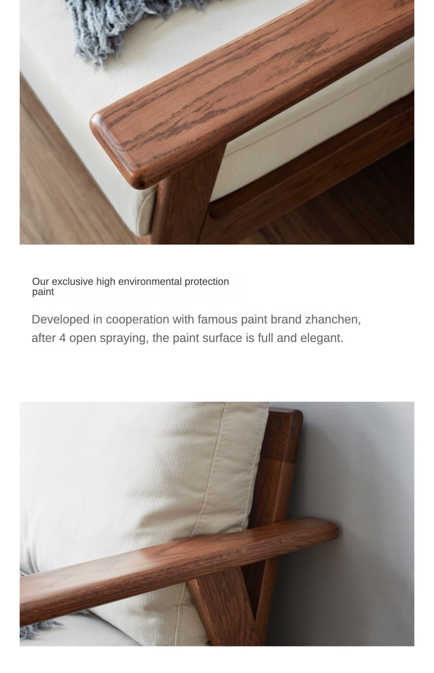 Sofa Oak solid wood fabric cushion +