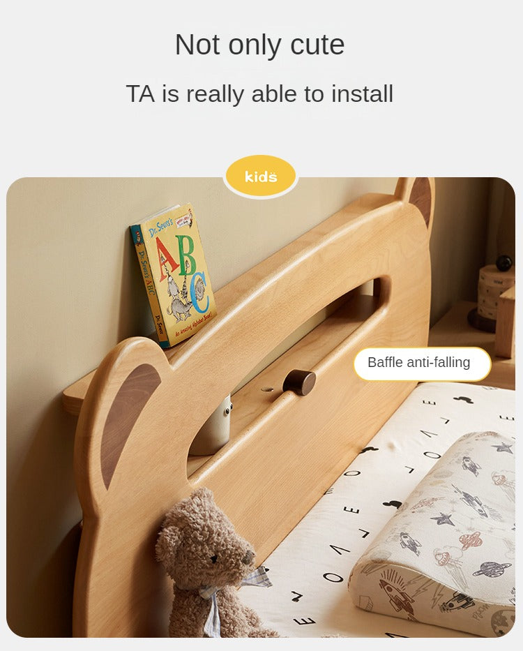 Oak, Beech solid wood Bear night light box bed<