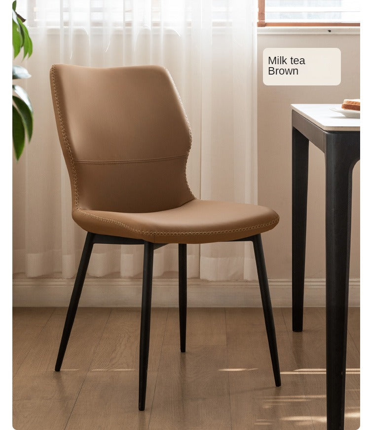 Set 4 pcs Leather Organic Light Luxury Soft Chair