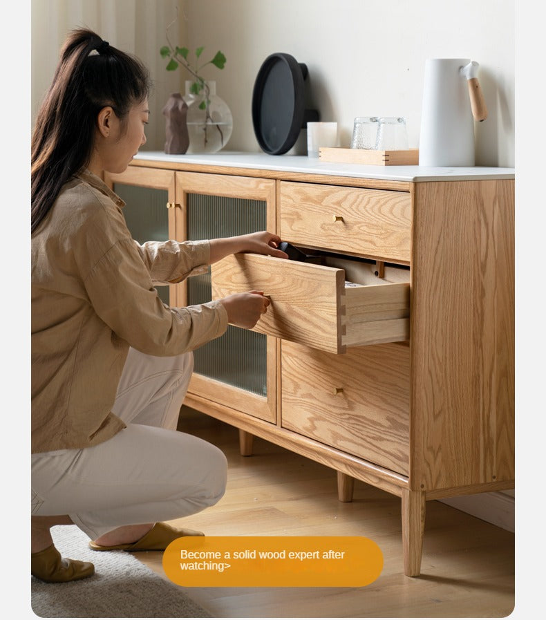 Oak Solid Wood Rock Board Modern Dining Sideboard