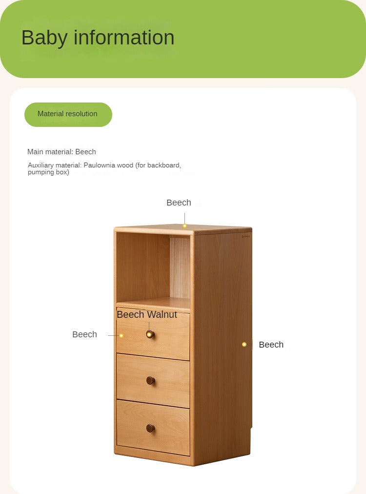 Beech Solid Wood Children's Cabinet Storage-