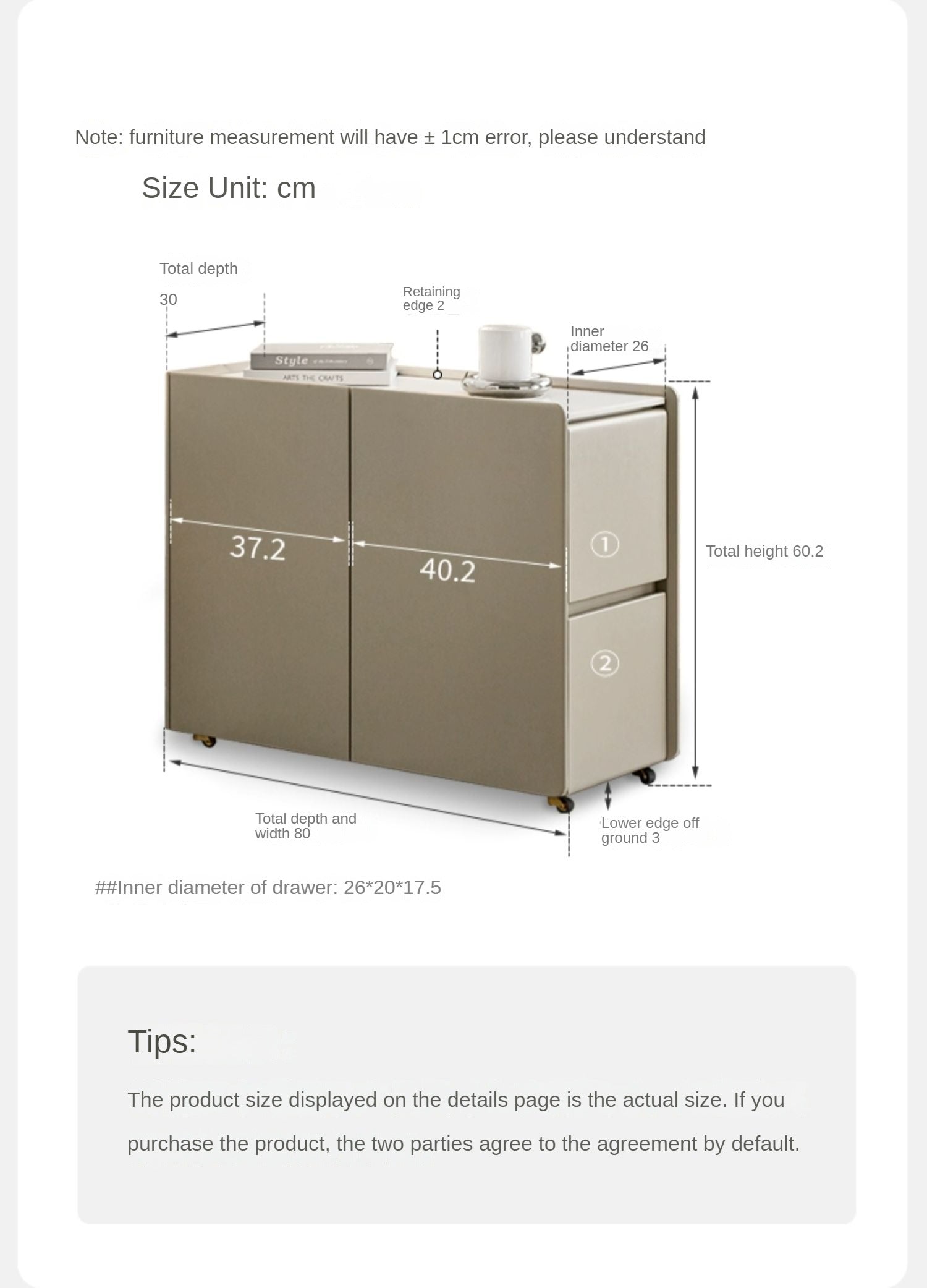 Poplar Solid Wood Side Table With Rock Slab Top