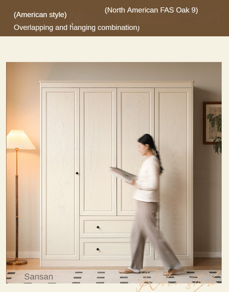 Oak Solid Wood American Style Wardrobe.