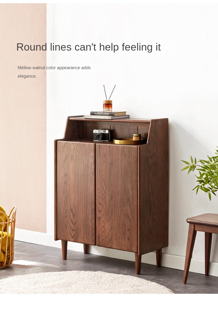 Oak Solid Wood, Solid RubberWood Shoe Entrance Porch Cabinet