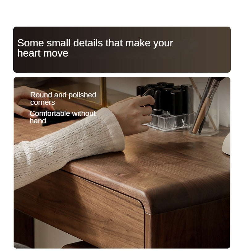 Black Walnut, Sandalwood Solid Wood Vanity Table Chest Of Drawers.