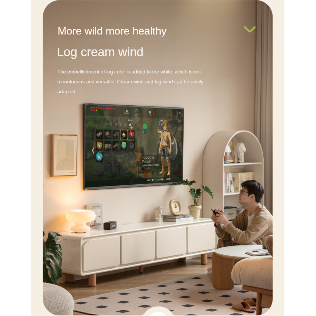 Solid RubberWood TV Cabinet with Drawers.