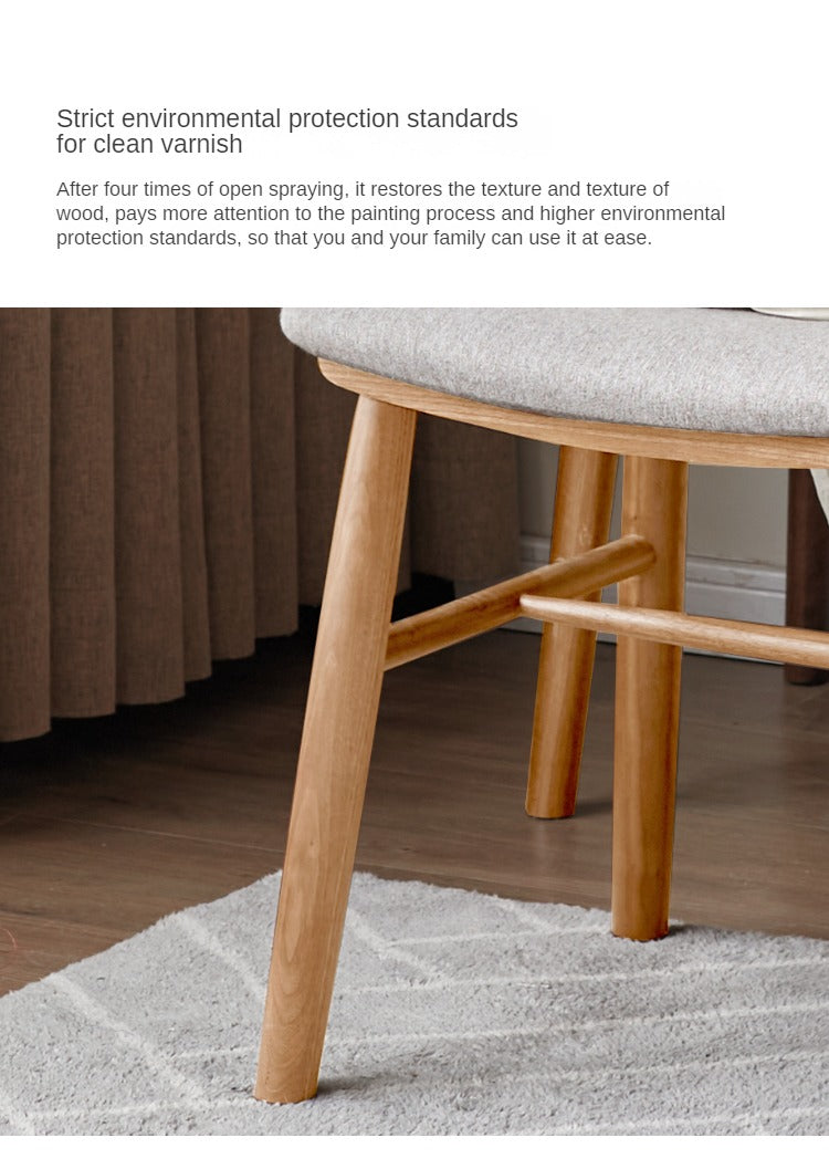 Black Walnut, Oak Solid Wood, Sandalwood Square Makeup Stool