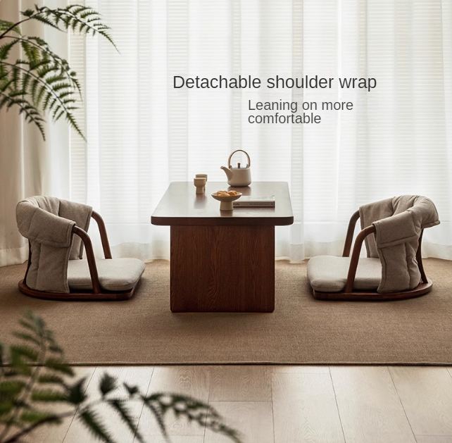 Black Walnut, Ash Solid Wood Tatami Soft Backrest Meditation Chair