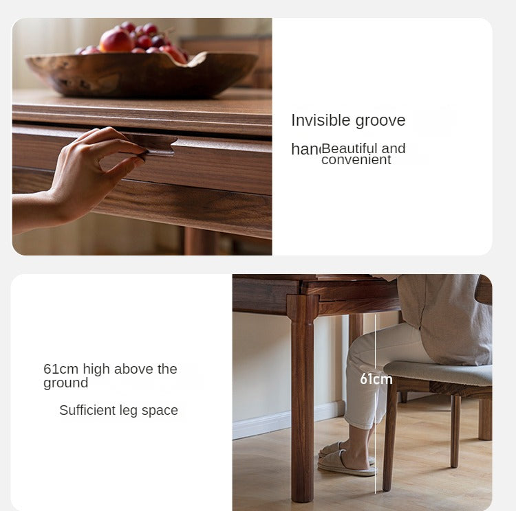 Ash, Oak, Black Walnut Solid Wood Folding Dining Table