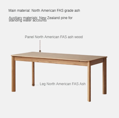 Ash, Oak Solid Wood Long Dining Table