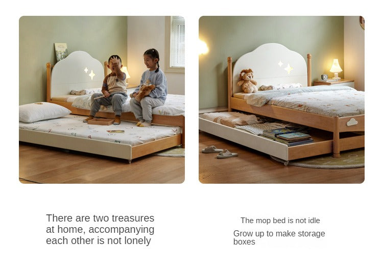 Oak, Beech solid wood floor bed with pulley toddler bed<