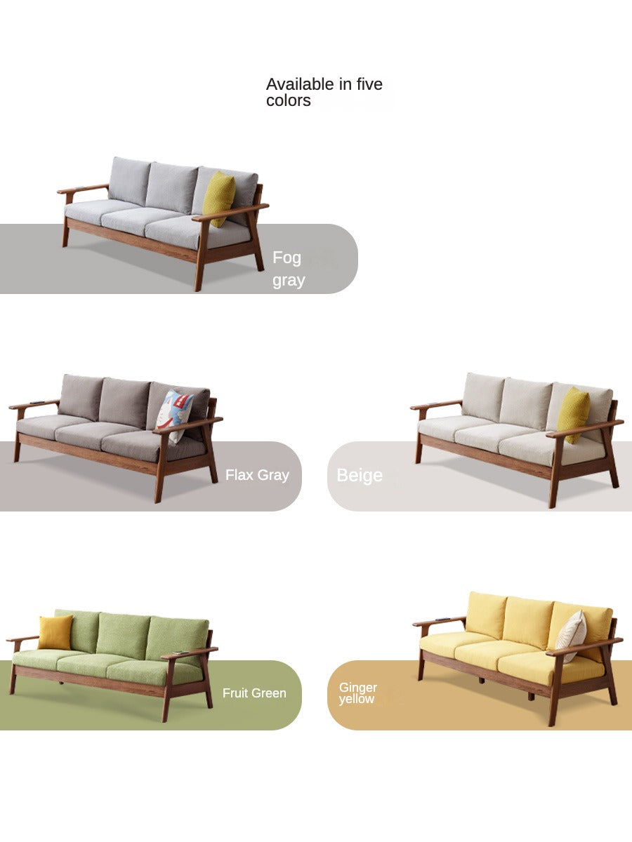 Oak Solid Wood Sofa Fabric Cushion.