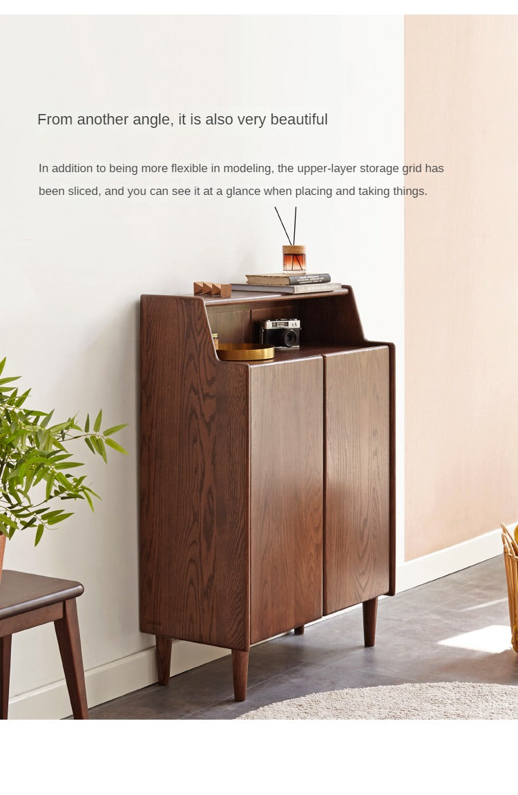 Oak Solid Wood, Solid RubberWood Shoe Entrance Porch Cabinet