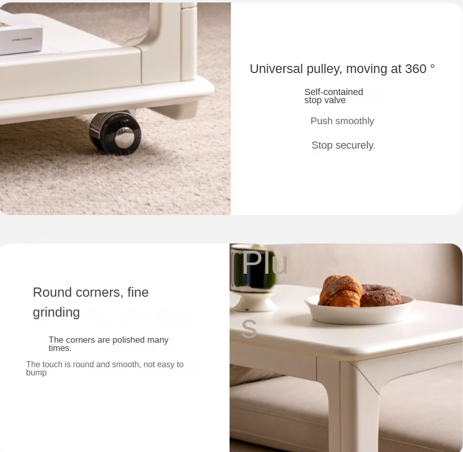 Birch Solid Wood Mobile Side Table