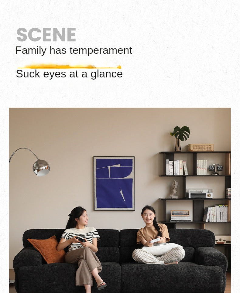 Fabric Sofa French Retro Three-seat Straight Sofa.