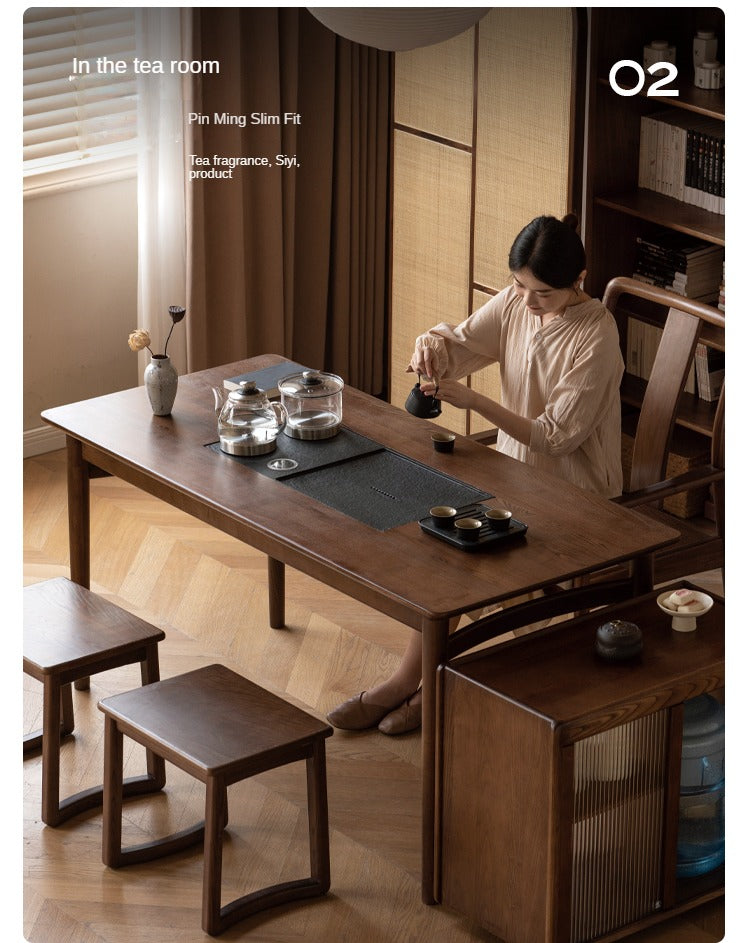Ash Solid Wood Tea Table Tea Tray Integrated