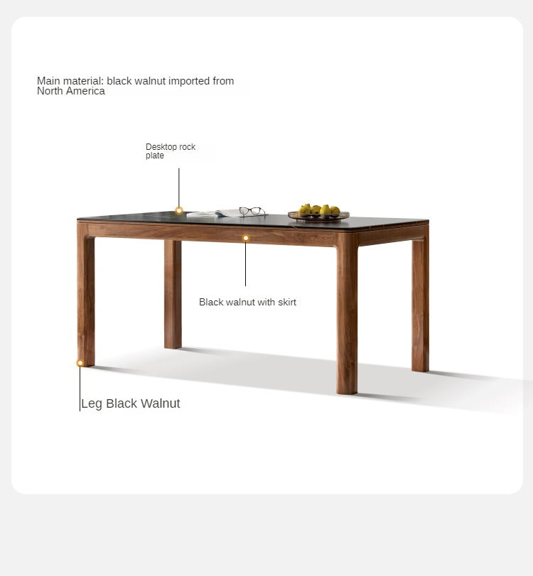 Black Walnut, Sandalwood Solid Wood Rock Slab Dining Table