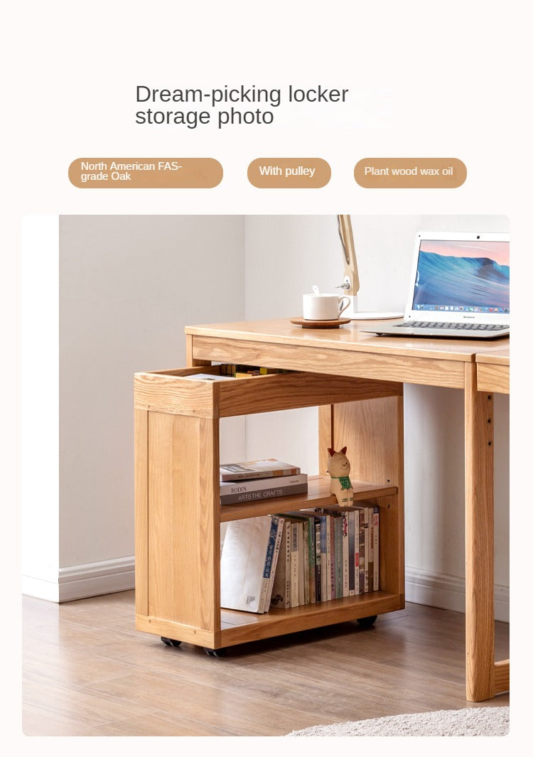 Oak solid wood children's bookshelf storage rack