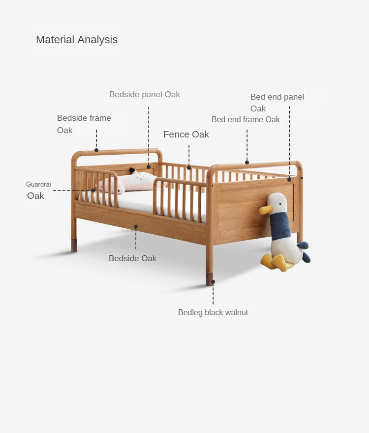 Oak Solid Wood Multi-functional Toddler Bed
