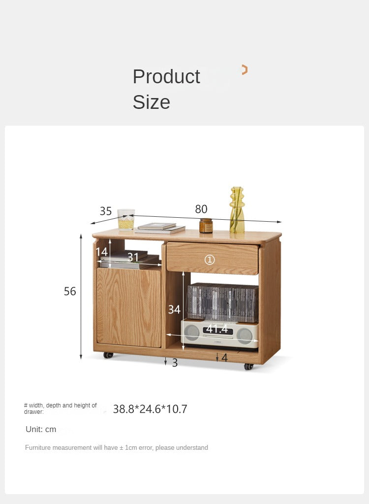 Oak, Black Walnut, Ash Solid Wood Mobile Side Table