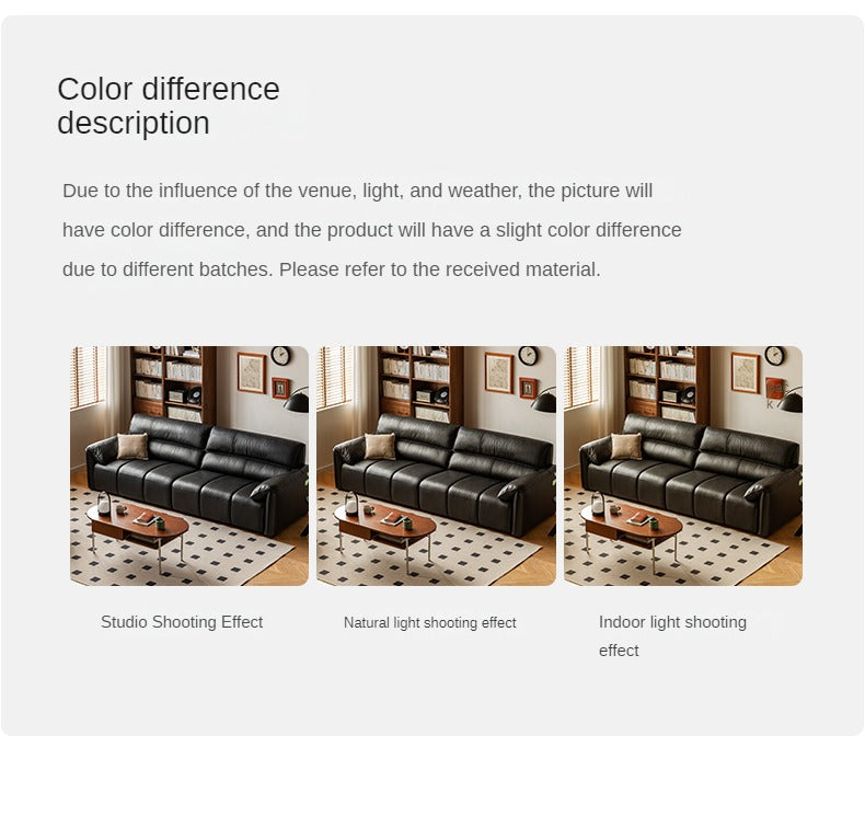 Leather First Layer Yellow Cowhide Piano Key Leather Sofa,