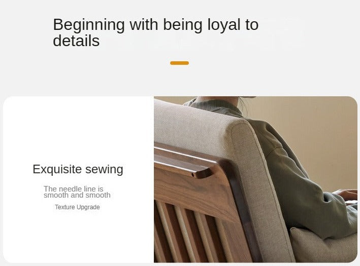 Black Walnut, Solid Sandalwood Fabric Sofa Nordic Dual-purpose Sofa-