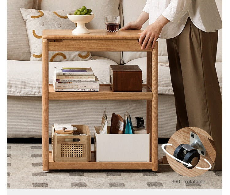 Oak Solid Wood Mobile Side Table
