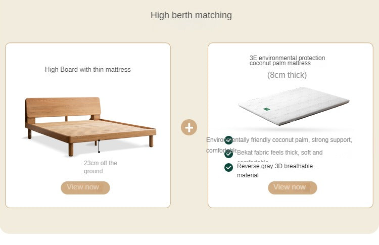 Oak Solid Wood Soft Light With Bookshelf Bed