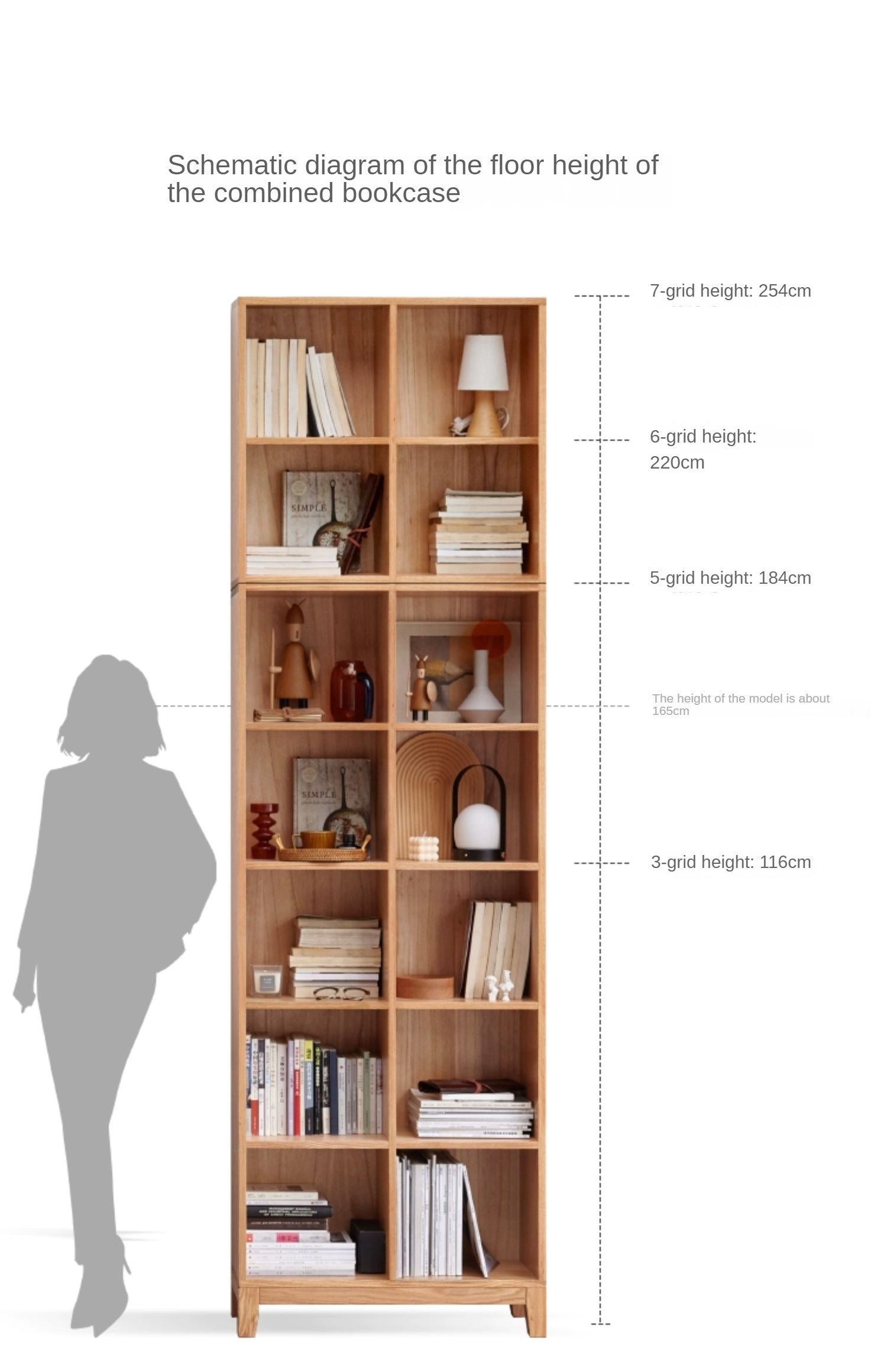 Oak Solid Wood Floor To Ceiling Bookshelve