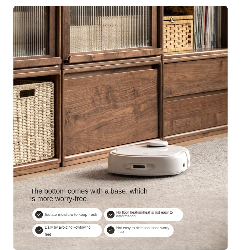 Black Walnut, Oak Solid Wood TV Cabinet Modern Module Combination Storage.