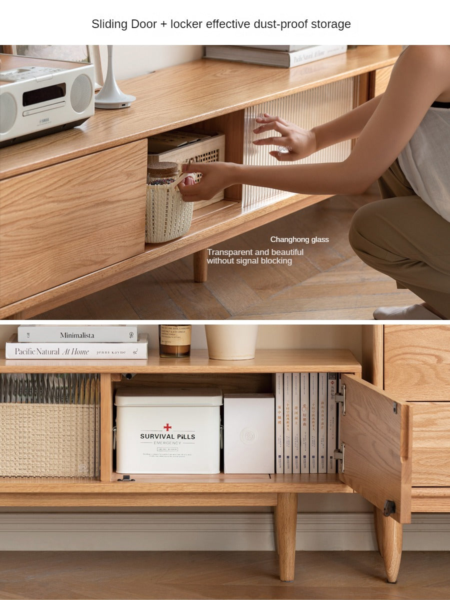 Oak Solid Wood TV Cabinet Modern